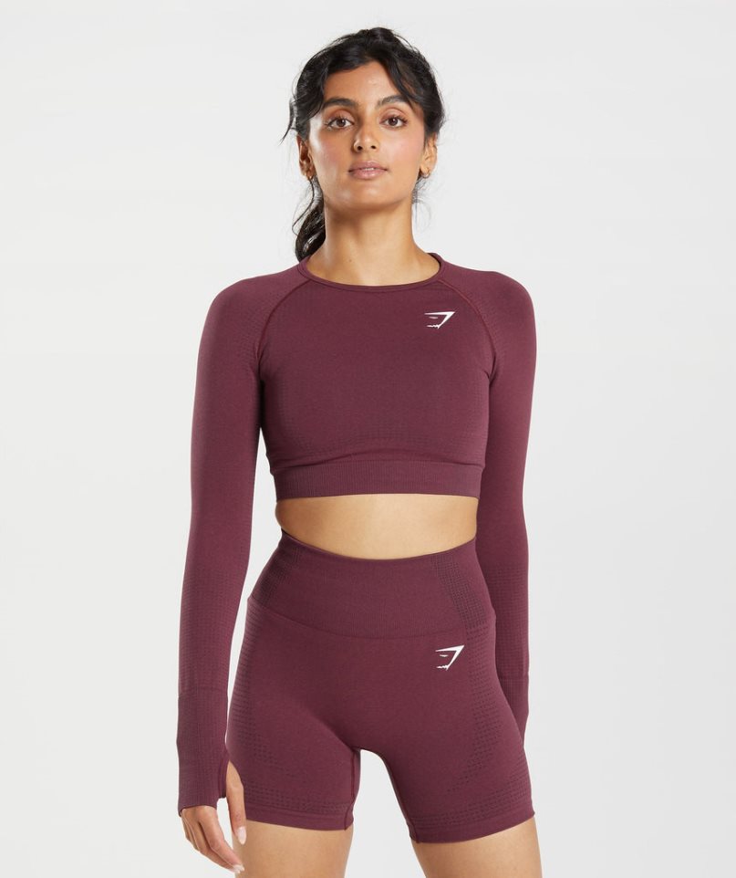 Przycięte Topy Gymshark Vital Seamless 2.0 Damskie Bordowe | PL 419HSI